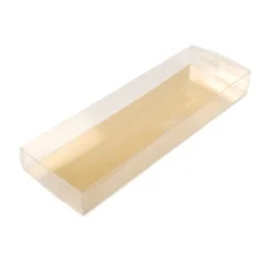 Base dorada para caja de plástico transparente para turrón 25,7 x 8,3 cm