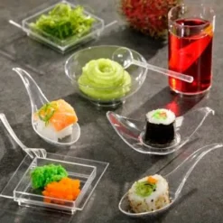 Boles rectángulo poliestireno aperitivos y postres (50) - Papstar + REGALO tenedores