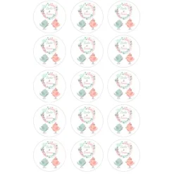 Papel de azúcar - 15 círculos iguales de 5 cm Nombres boda - Impresión personalizada