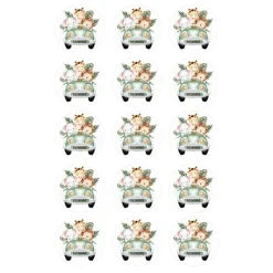Papel de azúcar - 15 círculos iguales de 5 cm Nombre coche animalitos selva - Impresión comestible personalizada