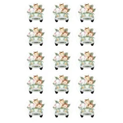 Papel de azúcar - 15 círculos iguales de 5 cm Nombre coche animalitos selva - Impresión comestible personalizada