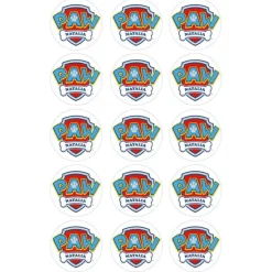 Papel de azúcar - 15 círculos iguales de 5 cm Nombre Patrulla Canina - Impresión comestible personalizada