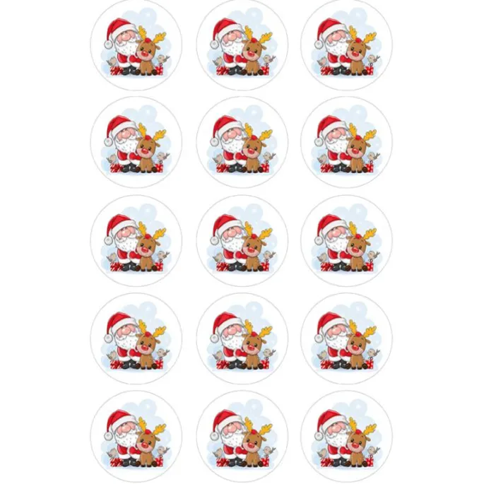 Papel de azúcar Papá Noel y Reno - 5 cm (15) - María Lunarillos