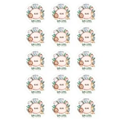 Papel de oblea - 15 círculos iguales de 5 cm Nombre animalitos selva - Impresión personalizada