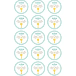 Papel de oblea - 15 diseños iguales en Círculos de 5 cm Nombre y fecha Eucaristía Comunión - Impresión personalizada